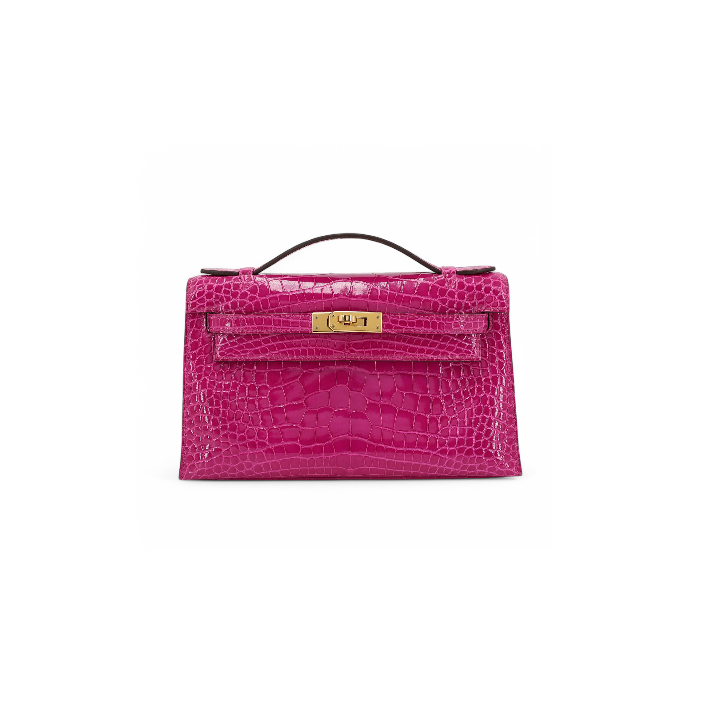 HERMÈS MASTER KELLY MINI SHINY CROCODILE LEATHER GOLD BUCKLE (22*14*7cm)